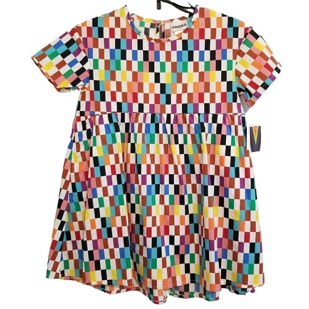 Target PRIDE Girls Dress ALICE BUTTS Size 8 Medium Crayon Colors 2023 LGBTQ NWT